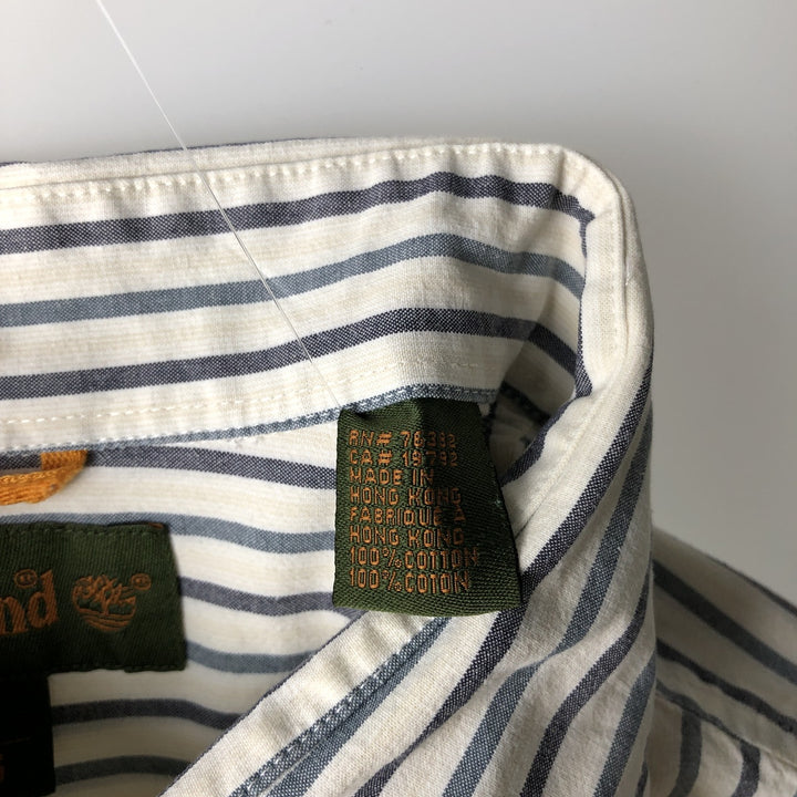 90s-00'S Timberland Long-Sleeve Button-Down Striped Shirt, Men's Size XL (approx.) cotton navy blue type Vintage Second Hand