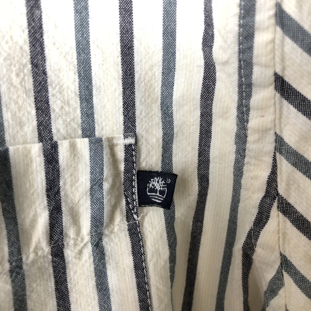 90s-00'S Timberland Long-Sleeve Button-Down Striped Shirt, Men's Size XL (approx.) cotton navy blue type Vintage Second Hand