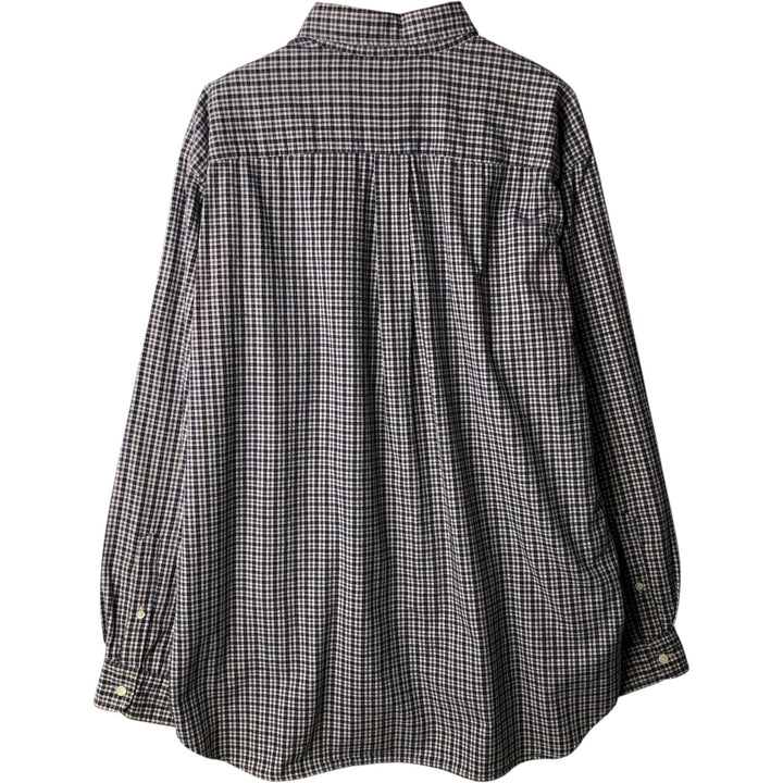 90'S J.Crew Long-Sleeve Button-Down Check Shirt, Men's Size L (Equivalent), Vintage cotton navy blue type Vintage Second Hand