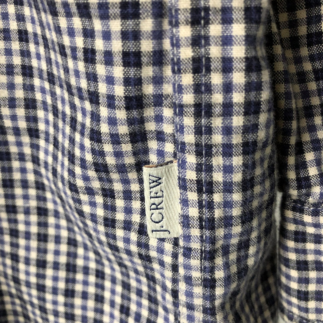 90'S J.Crew Long-Sleeve Button-Down Check Shirt, Men's Size L (Equivalent), Vintage cotton navy blue type Vintage Second Hand