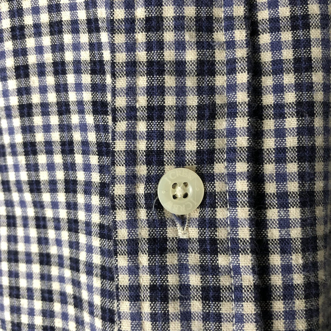 90'S J.Crew Long-Sleeve Button-Down Check Shirt, Men's Size L (Equivalent), Vintage cotton navy blue type Vintage Second Hand