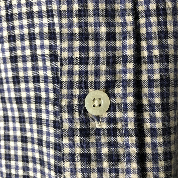 90'S J.Crew Long-Sleeve Button-Down Check Shirt, Men's Size L (Equivalent), Vintage cotton navy blue type Vintage Second Hand