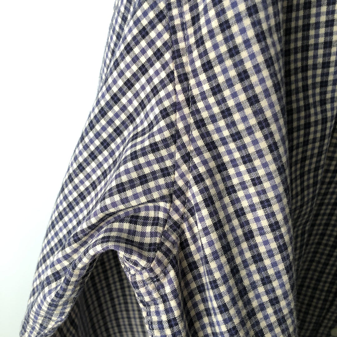 90'S J.Crew Long-Sleeve Button-Down Check Shirt, Men's Size L (Equivalent), Vintage cotton navy blue type Vintage Second Hand