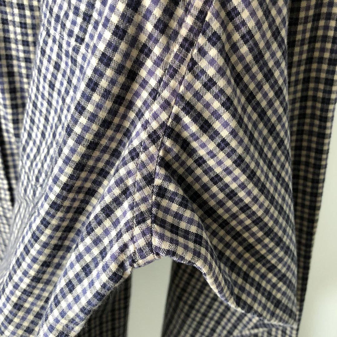 90'S J.Crew Long-Sleeve Button-Down Check Shirt, Men's Size L (Equivalent), Vintage cotton navy blue type Vintage Second Hand