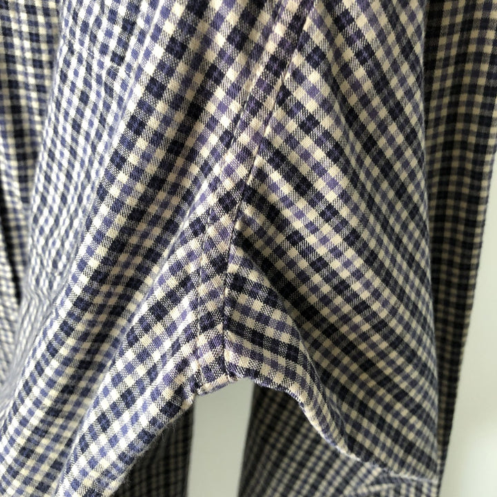 90'S J.Crew Long-Sleeve Button-Down Check Shirt, Men's Size L (Equivalent), Vintage cotton navy blue type Vintage Second Hand