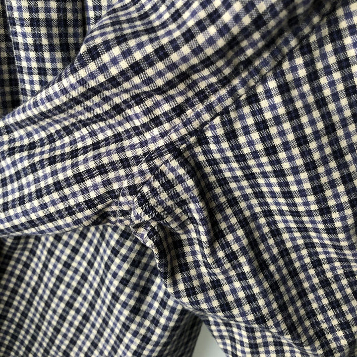 90'S J.Crew Long-Sleeve Button-Down Check Shirt, Men's Size L (Equivalent), Vintage cotton navy blue type Vintage Second Hand