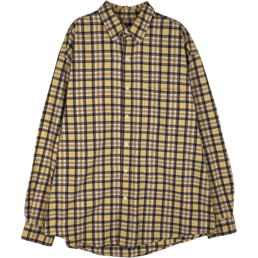 90s-00'S Eddie Bauer Long-Sleeve Button-Down Check Shirt, Men's Size L (Equivalent), Vintage cotton yellow type Vintage Second Hand