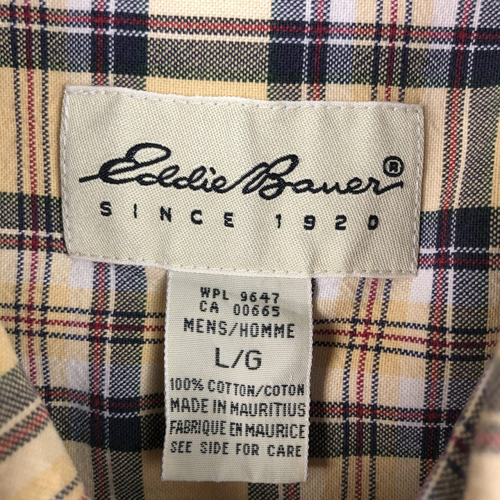 90s-00'S Eddie Bauer Long-Sleeve Button-Down Check Shirt, Men's Size L (Equivalent), Vintage cotton yellow type Vintage Second Hand