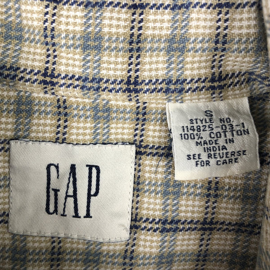 90'S GAP (Old GAP) Long-Sleeve Button-Down Check Shirt, Men's Size S (Equivalent), Vintage cotton ivory Vintage Second Hand
