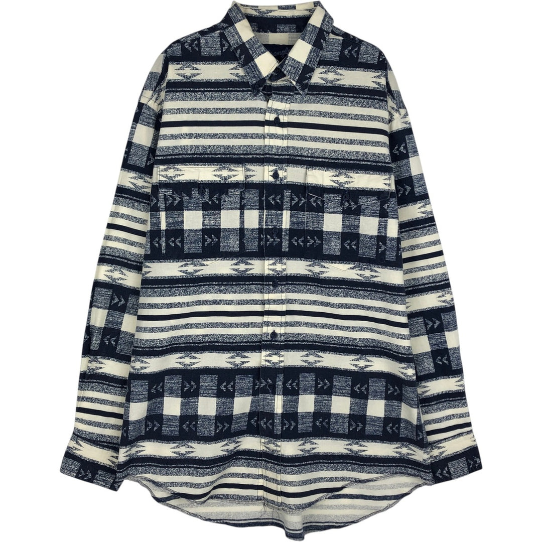 80'S Wrangler Native Border Long-Sleeve Shirt, Men's XL (approx.) unclear ivory Vintage Second Hand