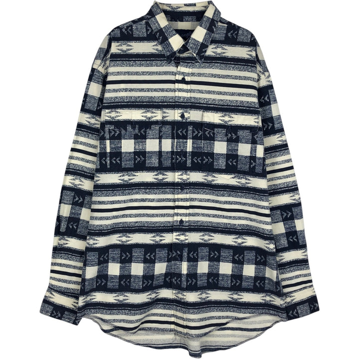 80'S Wrangler Native Border Long-Sleeve Shirt, Men's XL (approx.) unclear ivory Vintage Second Hand