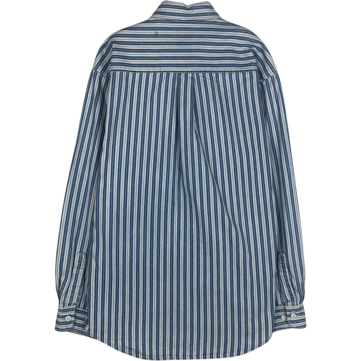90'S GAP (Old GAP) Long-Sleeve Cotton Stripe Shirt, Made in Canada, Men's Size S (Equivalent), Vintage cotton blue type Vintage Second Hand