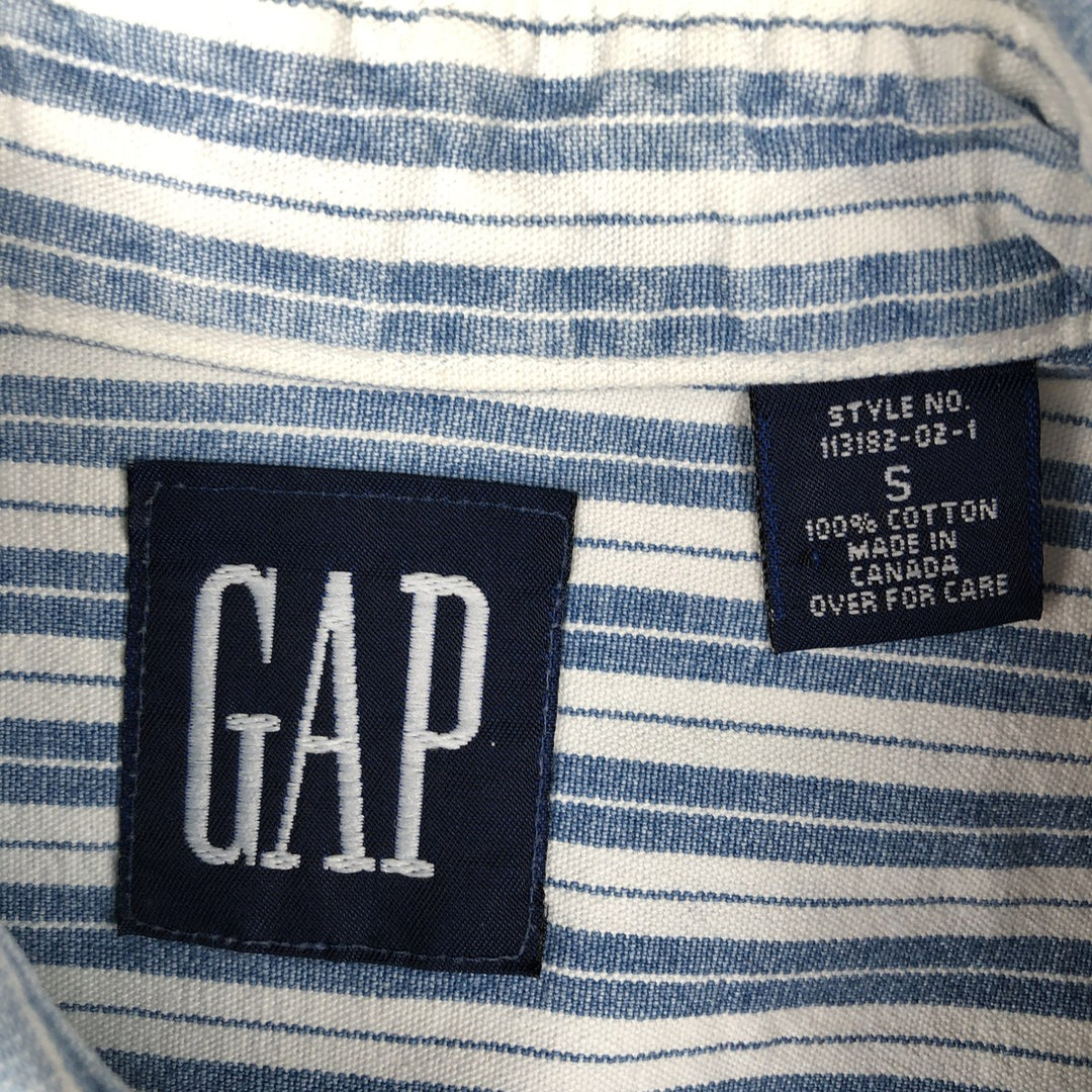 90'S GAP (Old GAP) Long-Sleeve Cotton Stripe Shirt, Made in Canada, Men's Size S (Equivalent), Vintage cotton blue type Vintage Second Hand