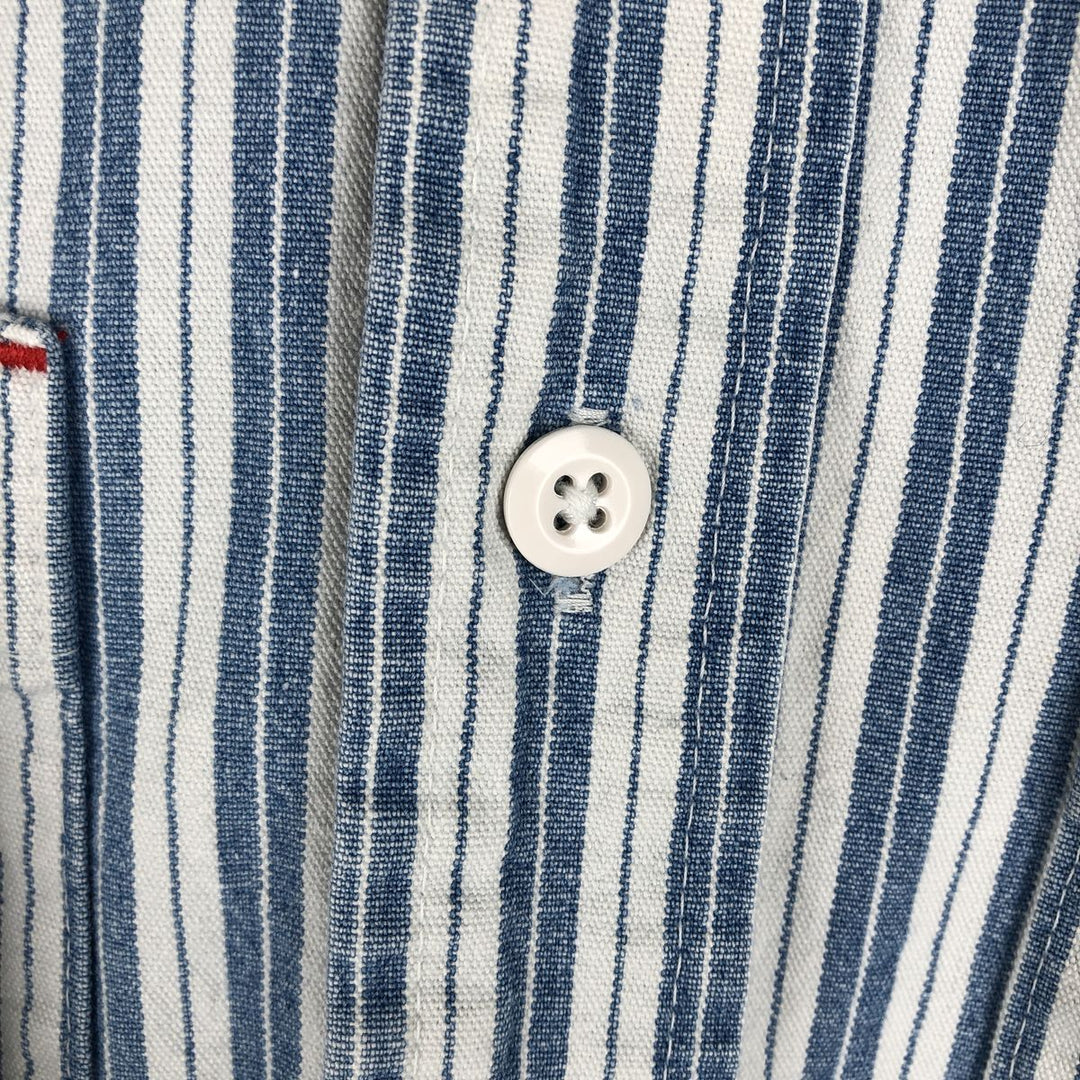 90'S GAP (Old GAP) Long-Sleeve Cotton Stripe Shirt, Made in Canada, Men's Size S (Equivalent), Vintage cotton blue type Vintage Second Hand