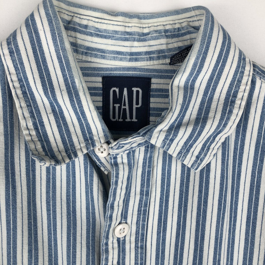 90'S GAP (Old GAP) Long-Sleeve Cotton Stripe Shirt, Made in Canada, Men's Size S (Equivalent), Vintage cotton blue type Vintage Second Hand
