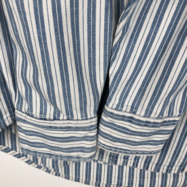 90'S GAP (Old GAP) Long-Sleeve Cotton Stripe Shirt, Made in Canada, Men's Size S (Equivalent), Vintage cotton blue type Vintage Second Hand