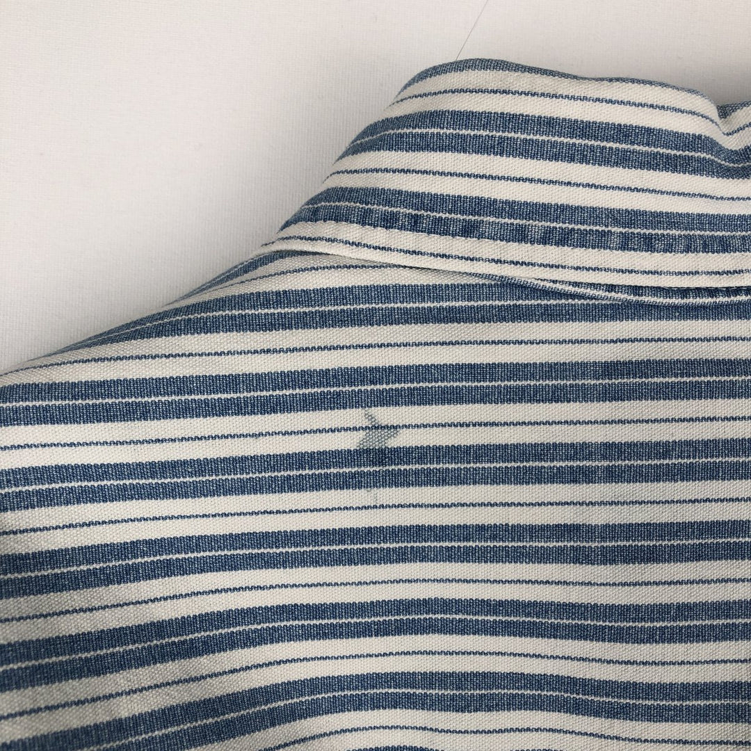 90'S GAP (Old GAP) Long-Sleeve Cotton Stripe Shirt, Made in Canada, Men's Size S (Equivalent), Vintage cotton blue type Vintage Second Hand