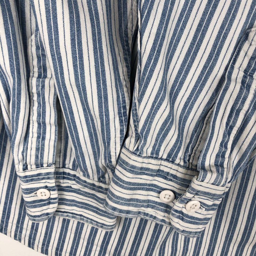 90'S GAP (Old GAP) Long-Sleeve Cotton Stripe Shirt, Made in Canada, Men's Size S (Equivalent), Vintage cotton blue type Vintage Second Hand