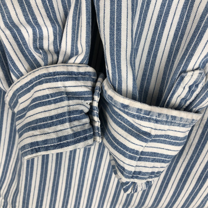 90'S GAP (Old GAP) Long-Sleeve Cotton Stripe Shirt, Made in Canada, Men's Size S (Equivalent), Vintage cotton blue type Vintage Second Hand