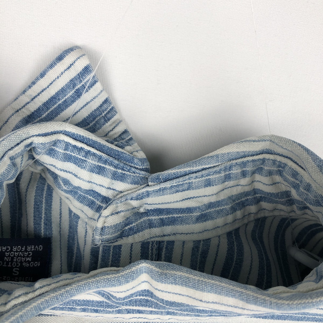 90'S GAP (Old GAP) Long-Sleeve Cotton Stripe Shirt, Made in Canada, Men's Size S (Equivalent), Vintage cotton blue type Vintage Second Hand