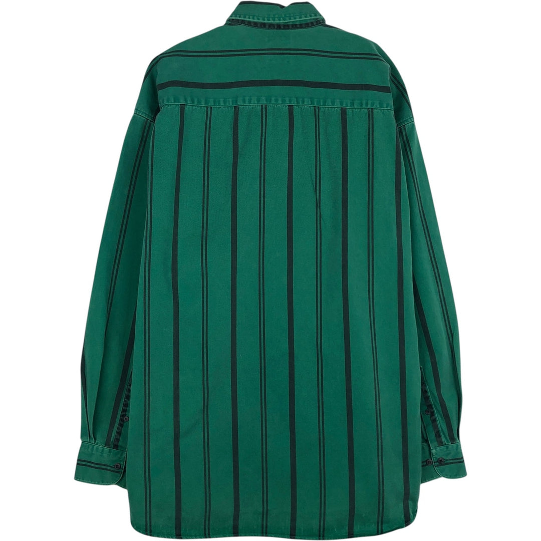 90'S GAP Vintage Long Sleeve Button-Down Striped Shirt, Men's XL cotton green type Vintage Second Hand