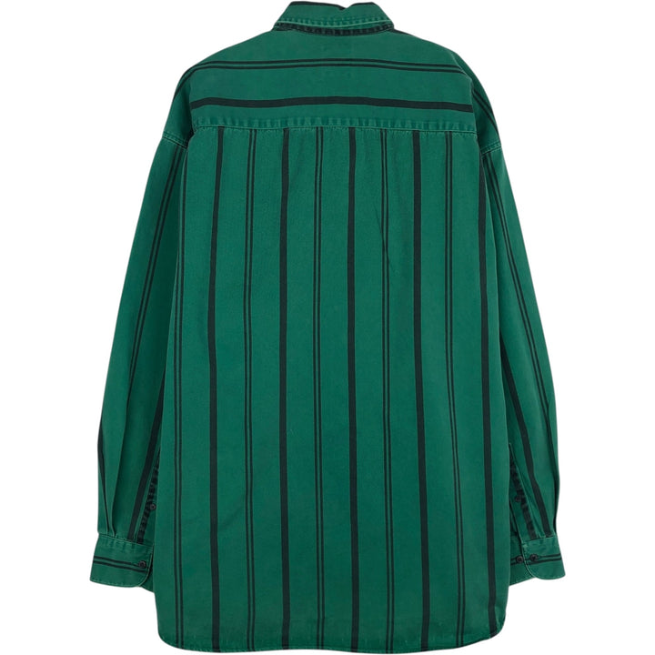 90'S GAP Vintage Long Sleeve Button-Down Striped Shirt, Men's XL cotton green type Vintage Second Hand
