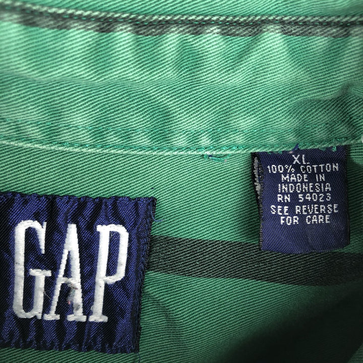 90'S GAP Vintage Long Sleeve Button-Down Striped Shirt, Men's XL cotton green type Vintage Second Hand
