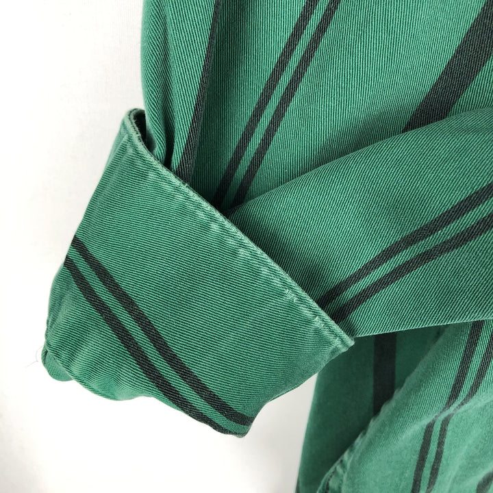 90'S GAP Vintage Long Sleeve Button-Down Striped Shirt, Men's XL cotton green type Vintage Second Hand