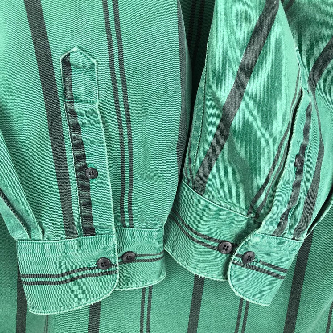 90'S GAP Vintage Long Sleeve Button-Down Striped Shirt, Men's XL cotton green type Vintage Second Hand