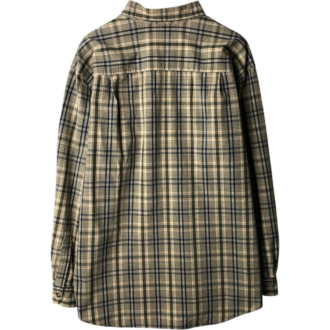 Vintage LLBean long-sleeved cotton check shirt from the 1990s, men's size L. cotton Beige type Vintage Second Hand