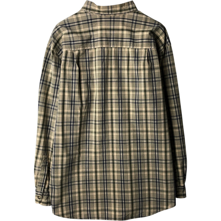 Vintage LLBean long-sleeved cotton check shirt from the 1990s, men's size L. cotton Beige type Vintage Second Hand
