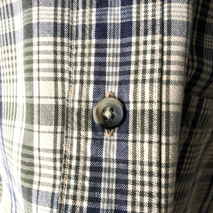 Vintage LLBean long-sleeved cotton check shirt from the 1990s, men's size L. cotton Beige type Vintage Second Hand