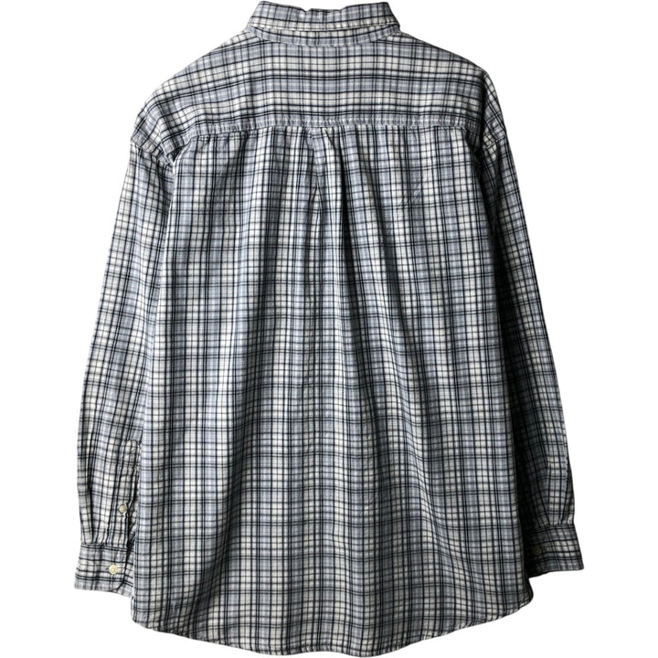 1990'S St. John's Bay Short-Sleeve Button-Down Check Shirt, Men's Size L (approx.), Vintage cotton Blue type light blue Vintage Second Hand