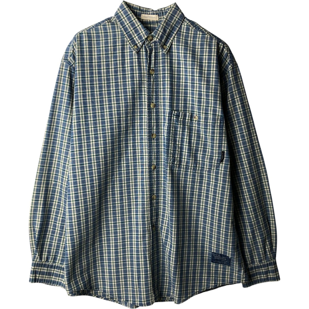 90s-00'S Timberland Long-Sleeve Button-Down Check Shirt, Men's Size M (approx.) cotton blue type Vintage Second Hand
