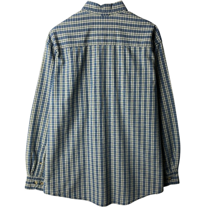 90s-00'S Timberland Long-Sleeve Button-Down Check Shirt, Men's Size M (approx.) cotton blue type Vintage Second Hand