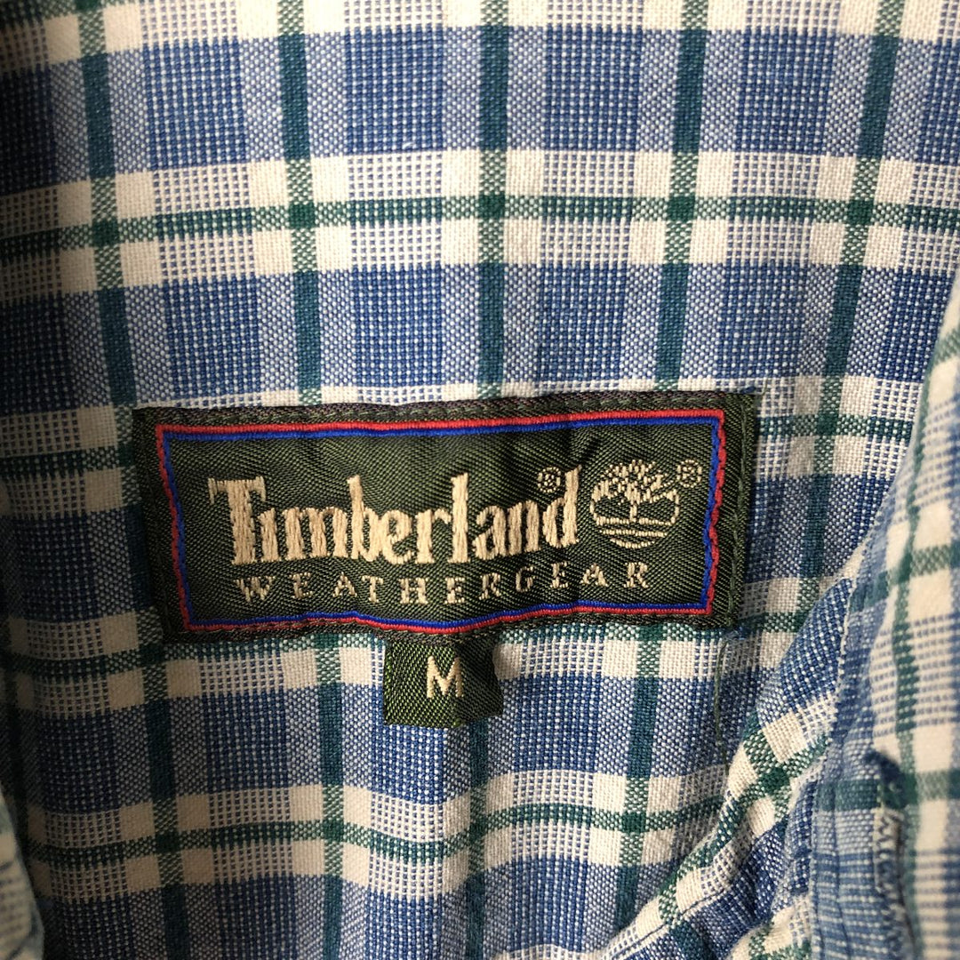 90s-00'S Timberland Long-Sleeve Button-Down Check Shirt, Men's Size M (approx.) cotton blue type Vintage Second Hand