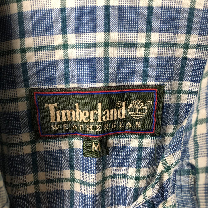 90s-00'S Timberland Long-Sleeve Button-Down Check Shirt, Men's Size M (approx.) cotton blue type Vintage Second Hand