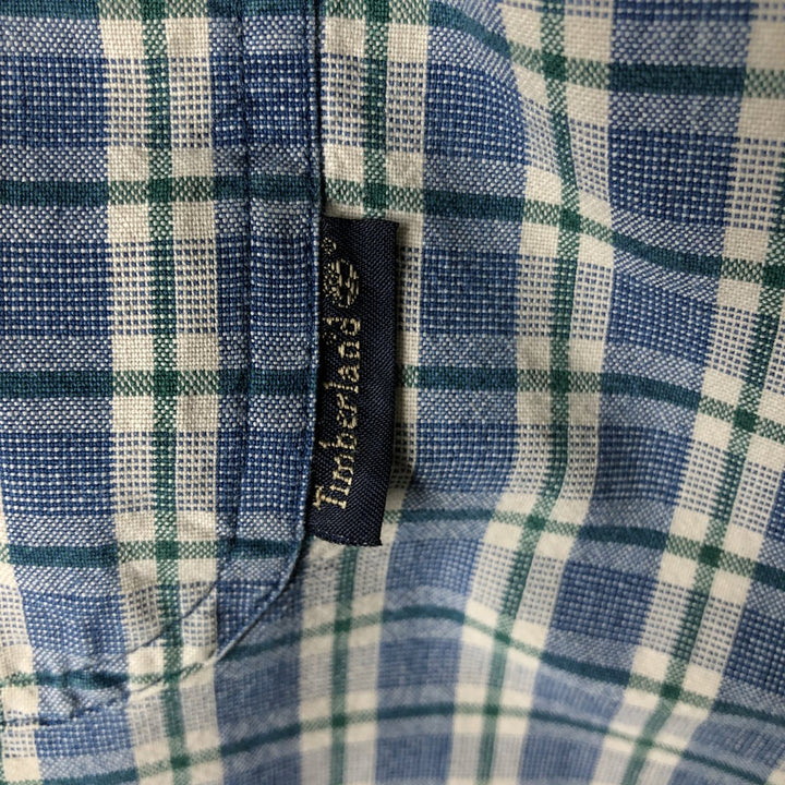 90s-00'S Timberland Long-Sleeve Button-Down Check Shirt, Men's Size M (approx.) cotton blue type Vintage Second Hand