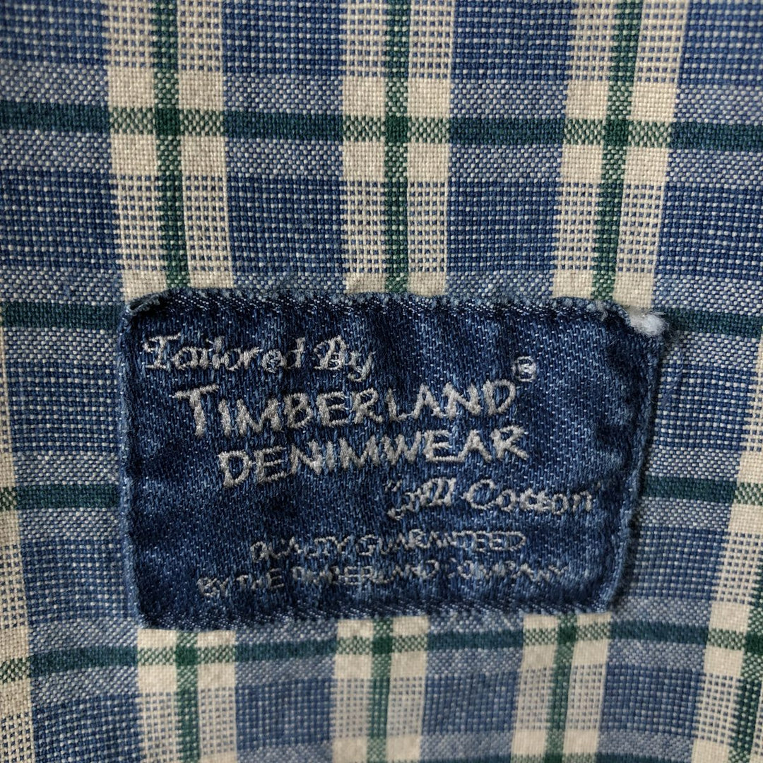 90s-00'S Timberland Long-Sleeve Button-Down Check Shirt, Men's Size M (approx.) cotton blue type Vintage Second Hand