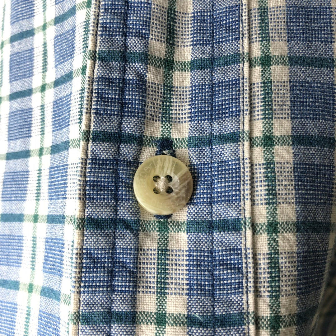 90s-00'S Timberland Long-Sleeve Button-Down Check Shirt, Men's Size M (approx.) cotton blue type Vintage Second Hand