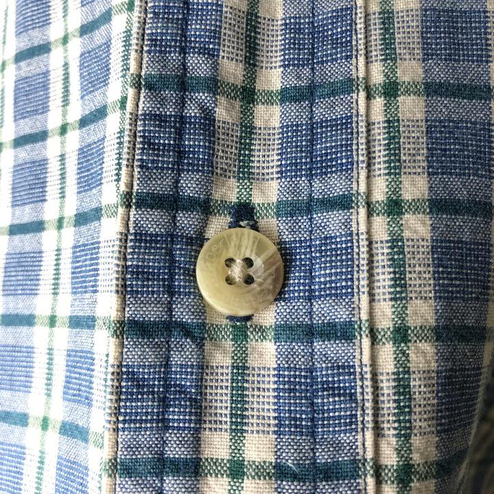 90s-00'S Timberland Long-Sleeve Button-Down Check Shirt, Men's Size M (approx.) cotton blue type Vintage Second Hand