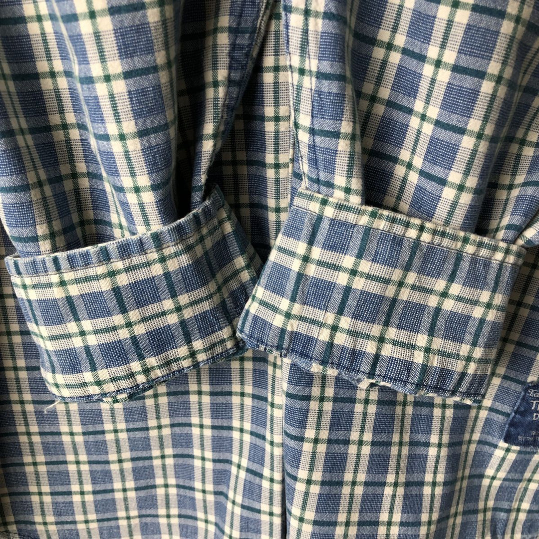 90s-00'S Timberland Long-Sleeve Button-Down Check Shirt, Men's Size M (approx.) cotton blue type Vintage Second Hand
