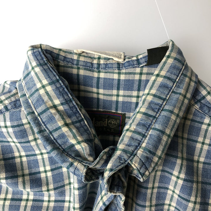 90s-00'S Timberland Long-Sleeve Button-Down Check Shirt, Men's Size M (approx.) cotton blue type Vintage Second Hand