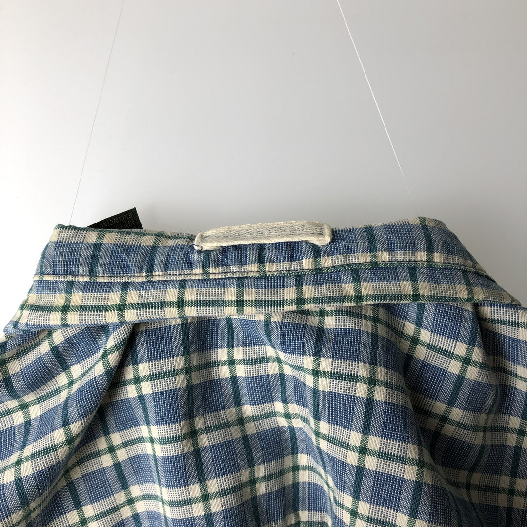90s-00'S Timberland Long-Sleeve Button-Down Check Shirt, Men's Size M (approx.) cotton blue type Vintage Second Hand