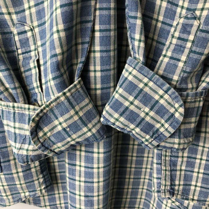 90s-00'S Timberland Long-Sleeve Button-Down Check Shirt, Men's Size M (approx.) cotton blue type Vintage Second Hand