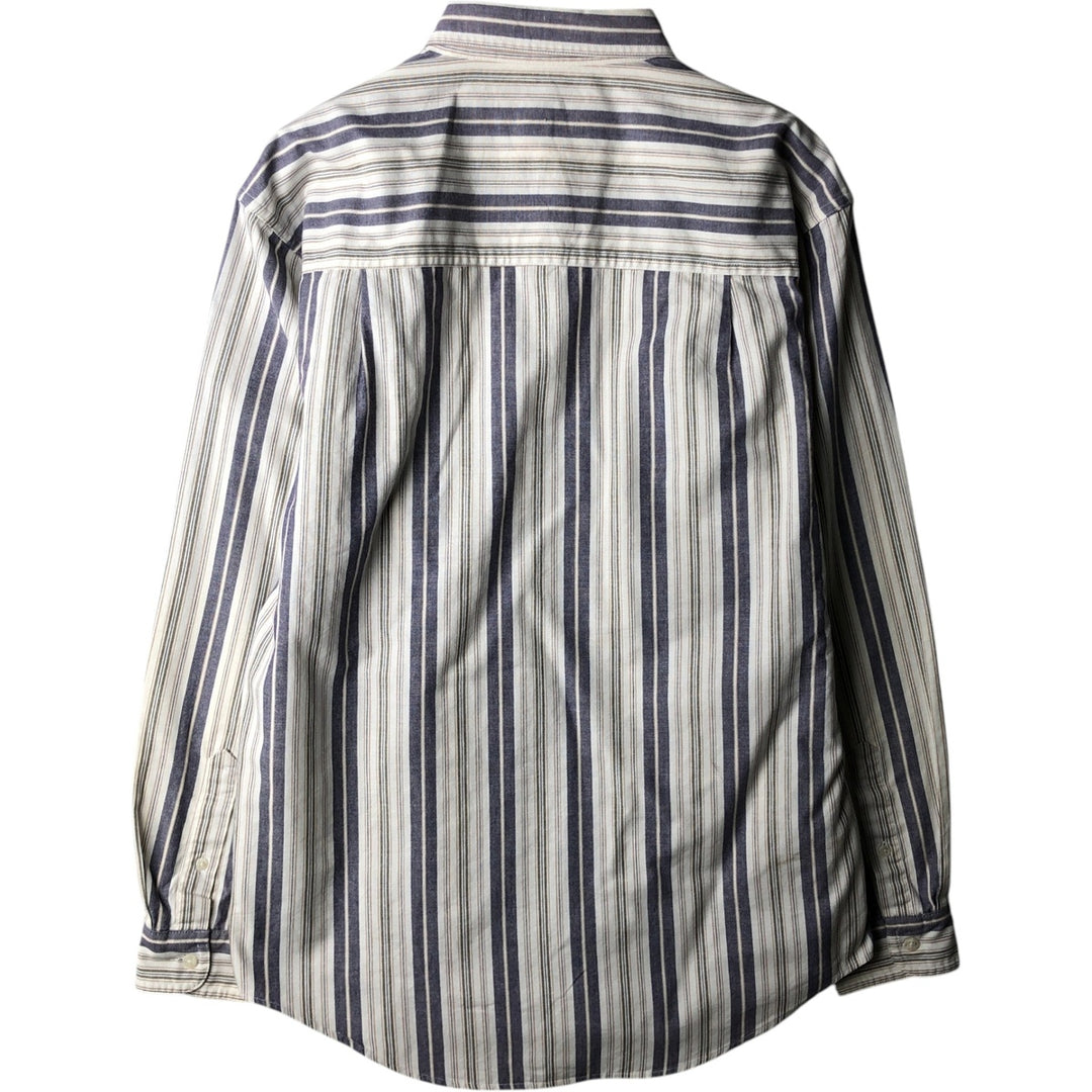 1970'S Eddie Bauer Black Tag Long Sleeve Button-Down Striped Shirt, Made in USA, Men's Size M (Equivalent), Vintage cotton navy blue type Vintage Second Hand