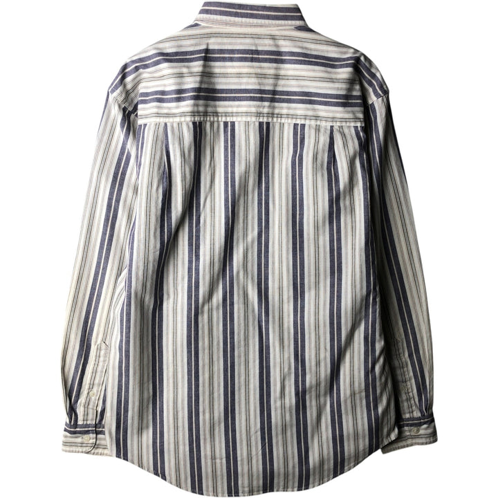 1970'S Eddie Bauer Black Tag Long Sleeve Button-Down Striped Shirt, Made in USA, Men's Size M (Equivalent), Vintage cotton navy blue type Vintage Second Hand