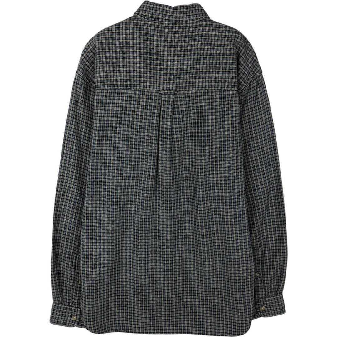 90s-00'S Columbia Long-Sleeve Button-Down Check Shirt, Men's Size M (approx.) cotton navy blue type Vintage Second Hand