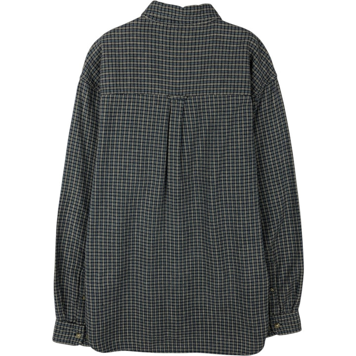 90s-00'S Columbia Long-Sleeve Button-Down Check Shirt, Men's Size M (approx.) cotton navy blue type Vintage Second Hand