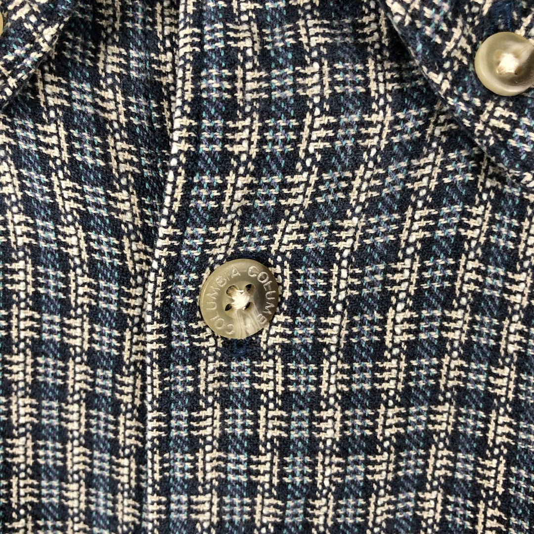 90s-00'S Columbia Long-Sleeve Button-Down Check Shirt, Men's Size M (approx.) cotton navy blue type Vintage Second Hand